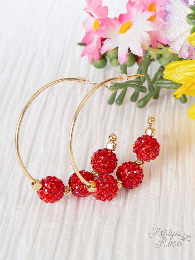 Grace + Emma Firework Beaded Hoop Earrings – Ruby Red
