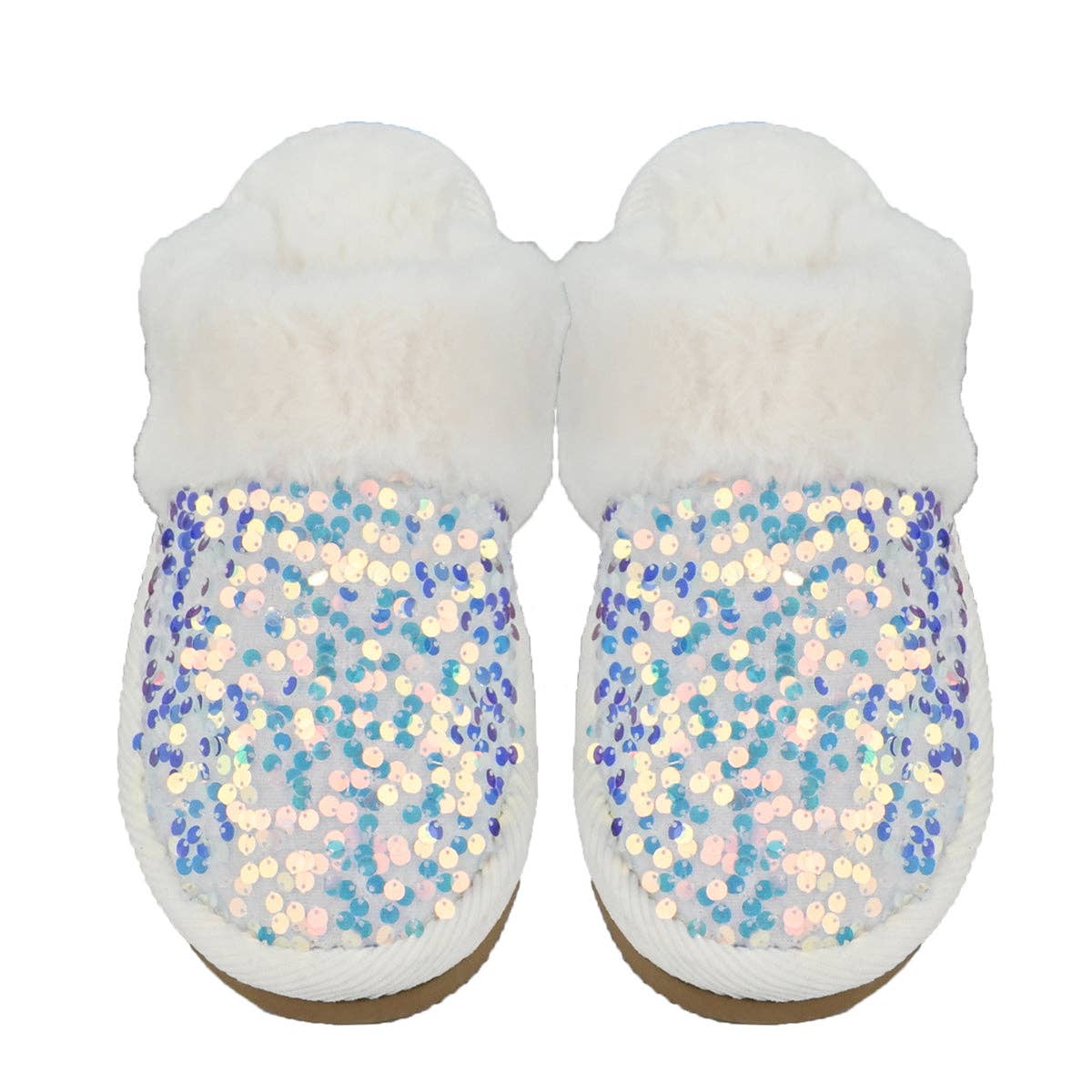 C.C Sequin Faux Fur Slippers