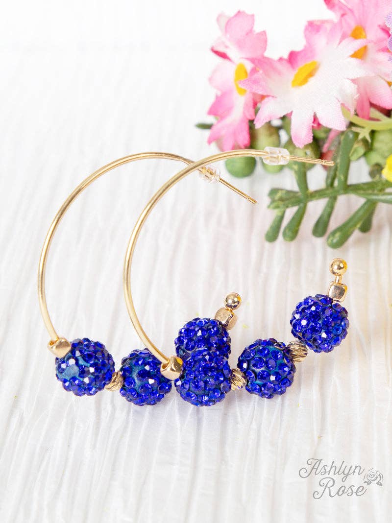 Grace + Emma Firework Beaded Hoop Earrings – Sapphire Blue