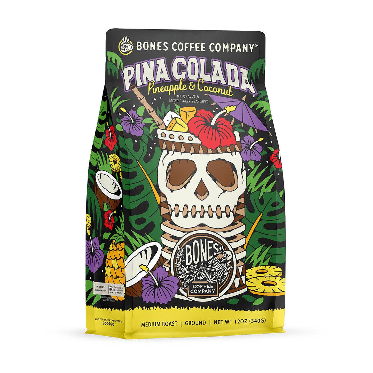 Bones Pina Colada Flavored Ground 12oz Coffee