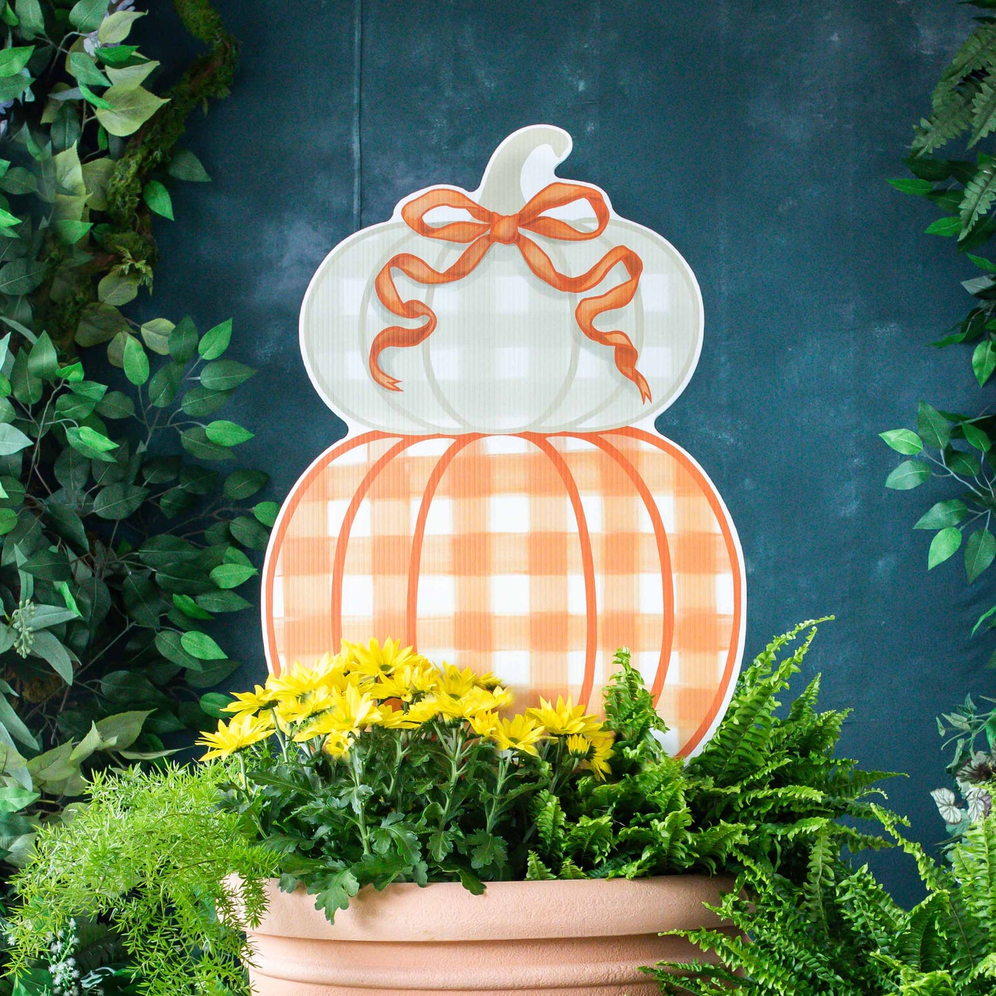 Orange Stacked Pumpkin Duo Garden Stake