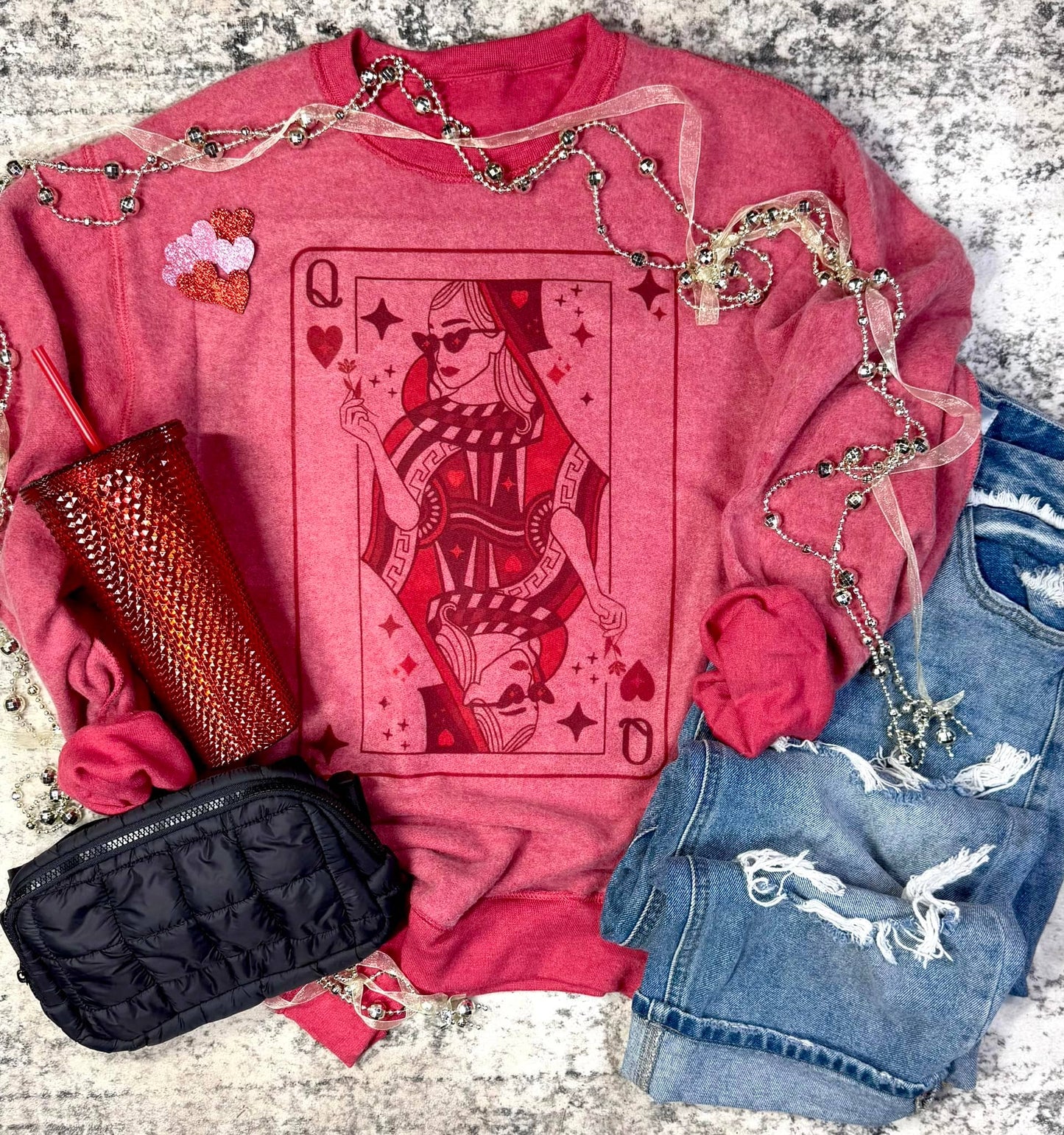 Queen of Hearts Inside Out Valentine Sweatshirt