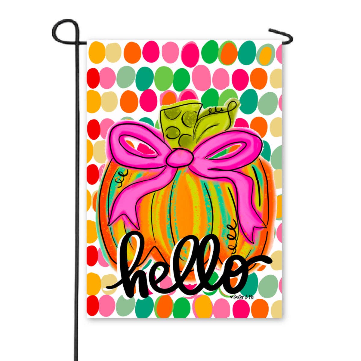 Happy Dot Pink Ribbon Pumpkin Garden Flag