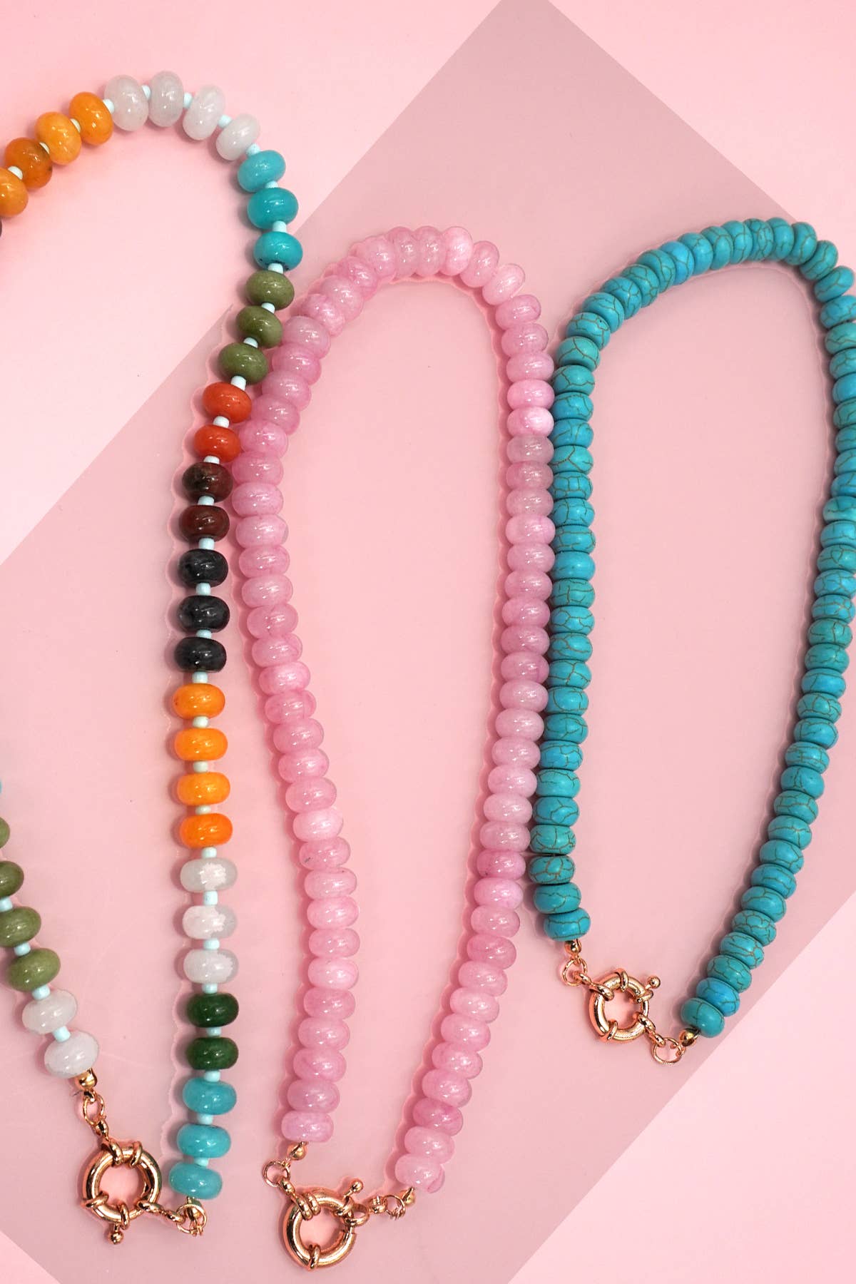 Natural Stone Charm Beaded Necklace