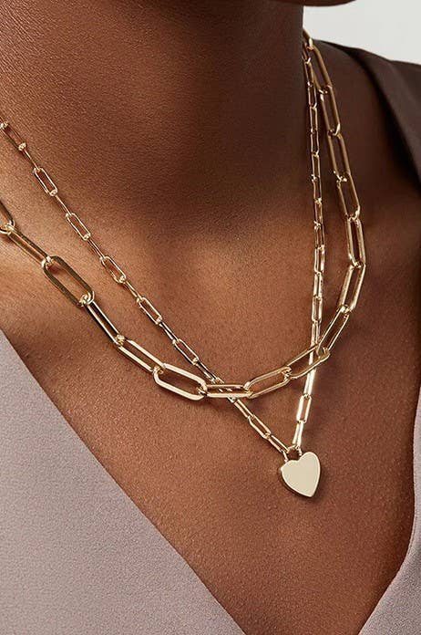 Gold Heart Layered Necklace