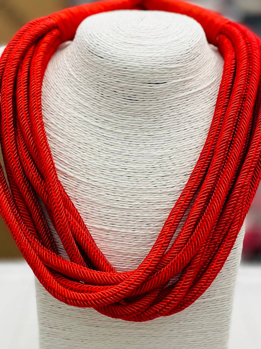Slub 8-Strand Necklace in Red