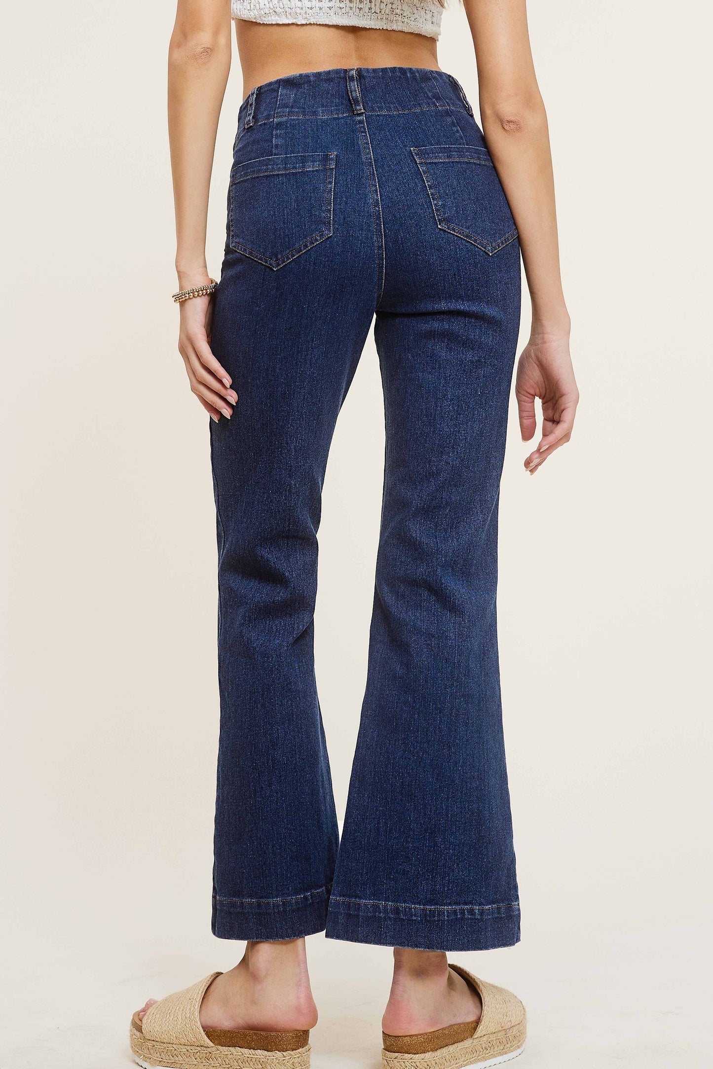 Soft Washed Stretchy High Waisted Wide Flare Pants
