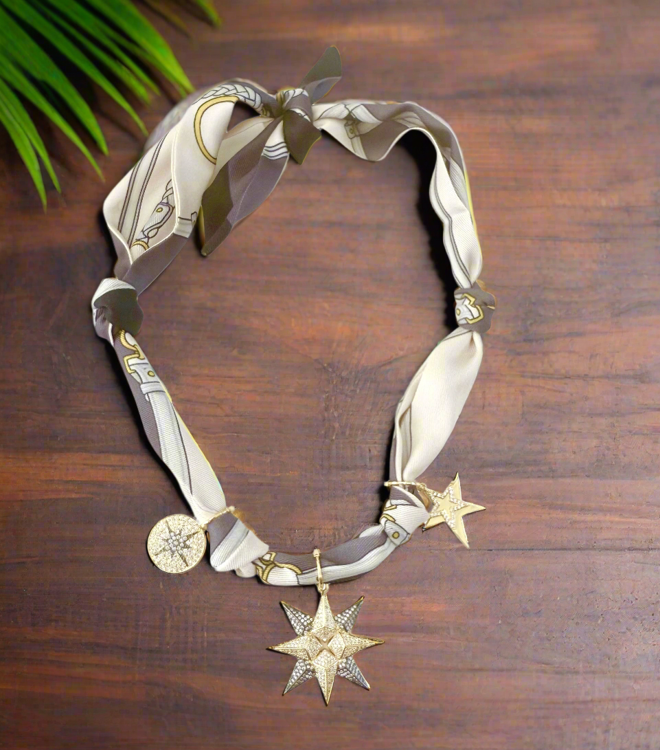 Tabitha Multi Charm Scarf Necklace