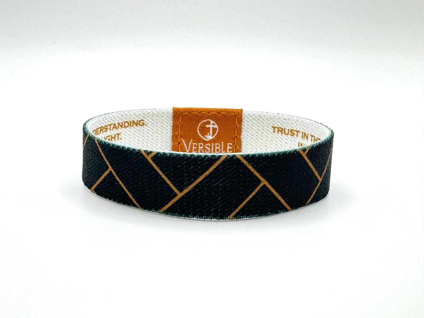 Versible Wristbands - Blue Herringbone / Proverbs 3:5-6