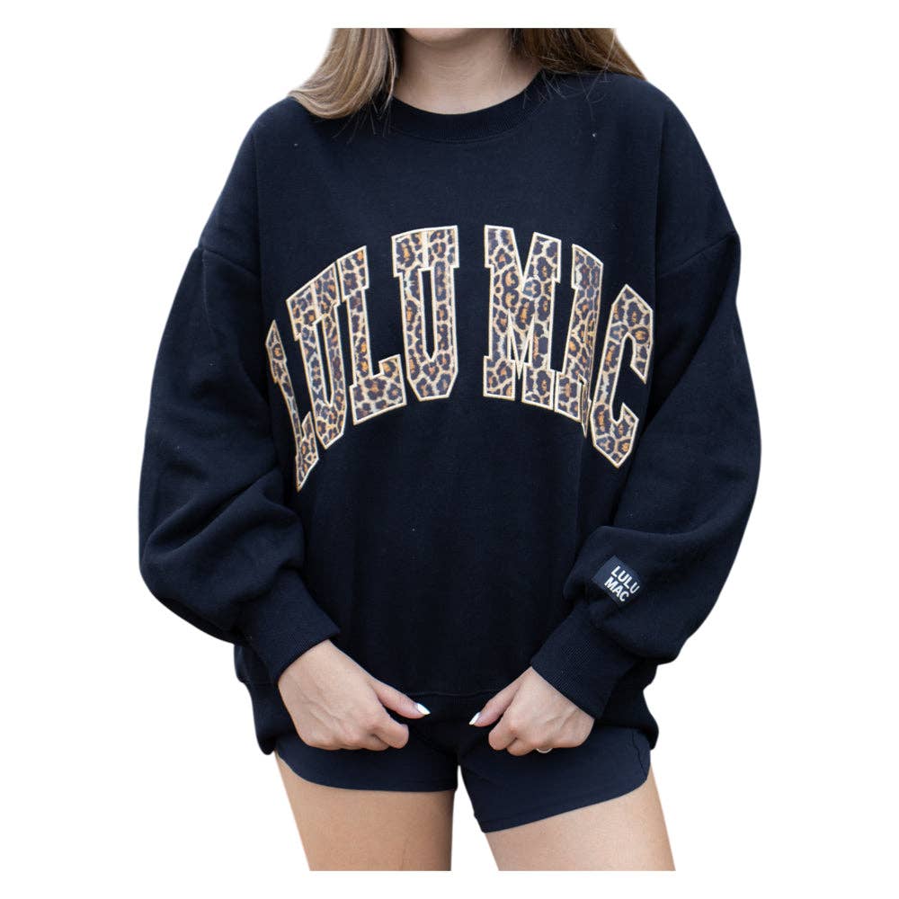 Lulu Mac Black Leopard Applique Sweatshirt