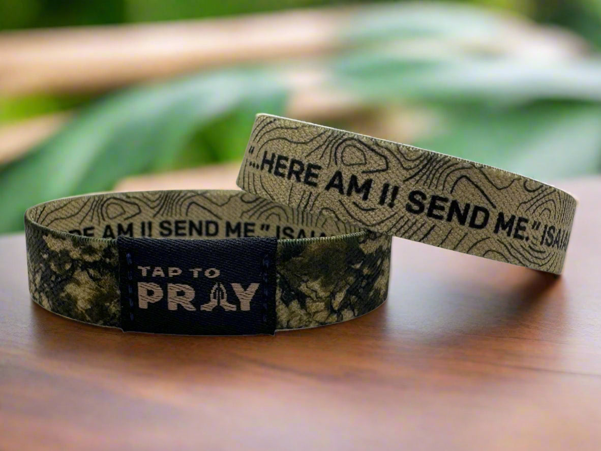 Valor Camo & Isaiah 6:8 Tap to Pray Wristband
