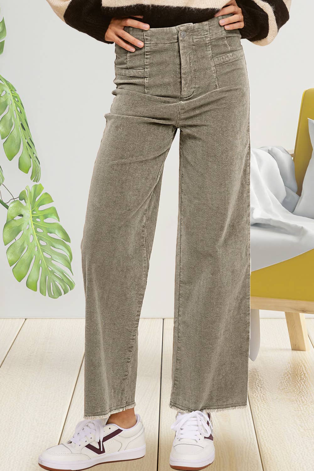 La Miel High Waisted Wide Leg Corduroy Pants