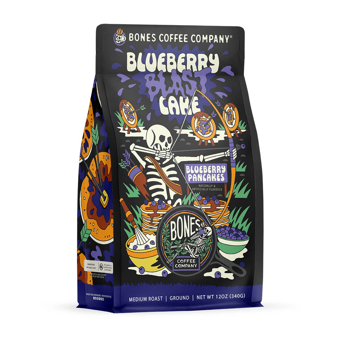 Bones Blueberry Blast Cake Ground 12 oz Coffee