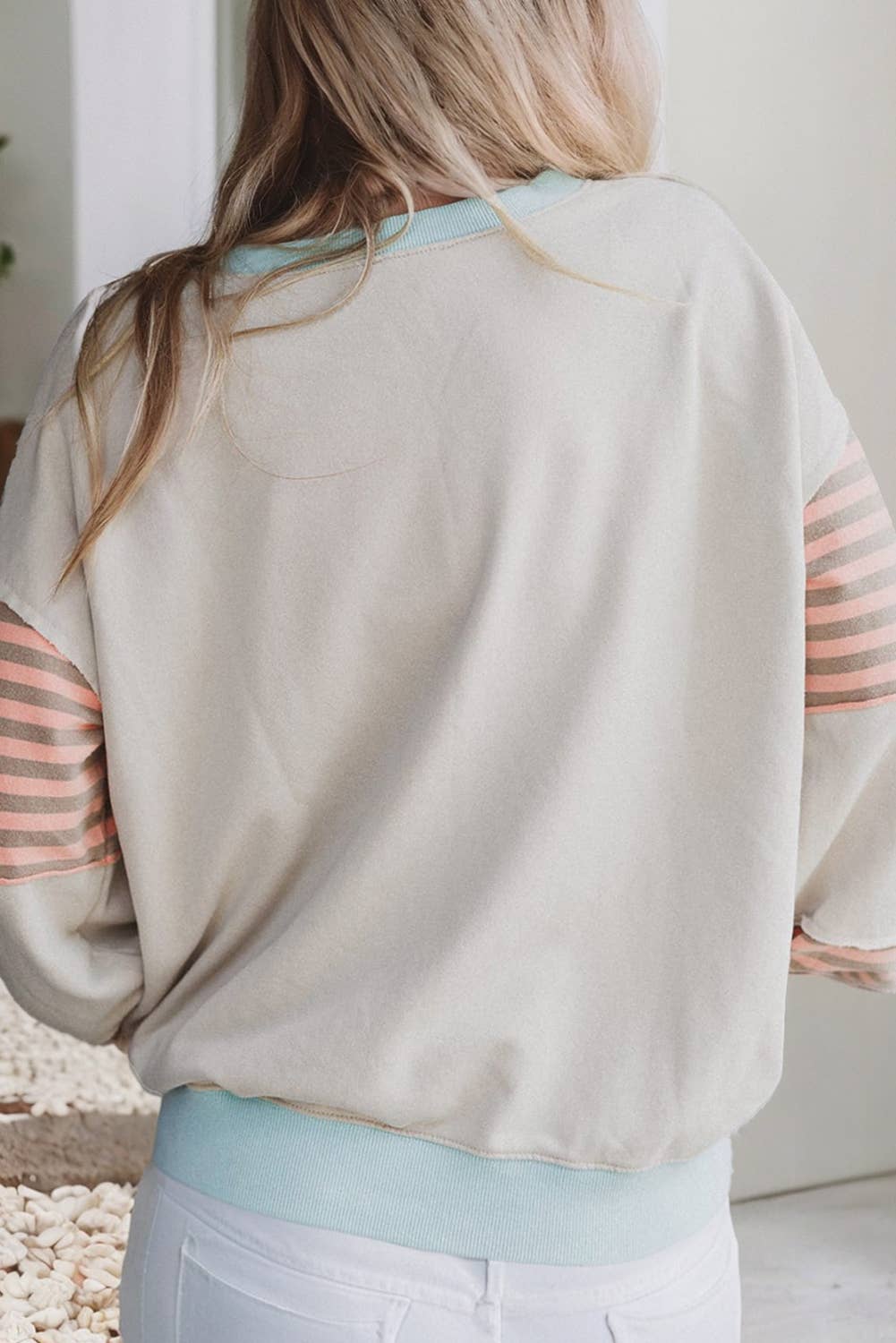 Striped Patchwork Drop Shoulder Sweatshirt