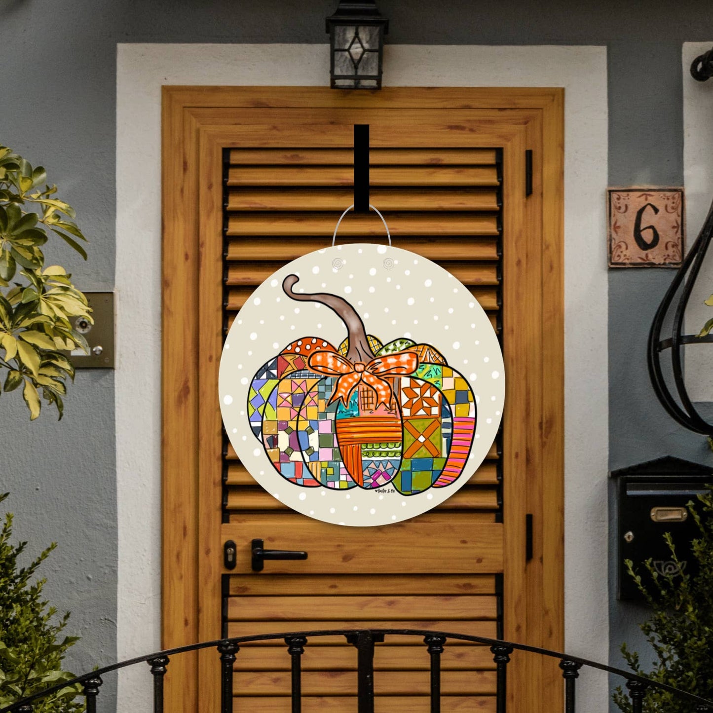 Patchwork Pumpkin Door Hanger