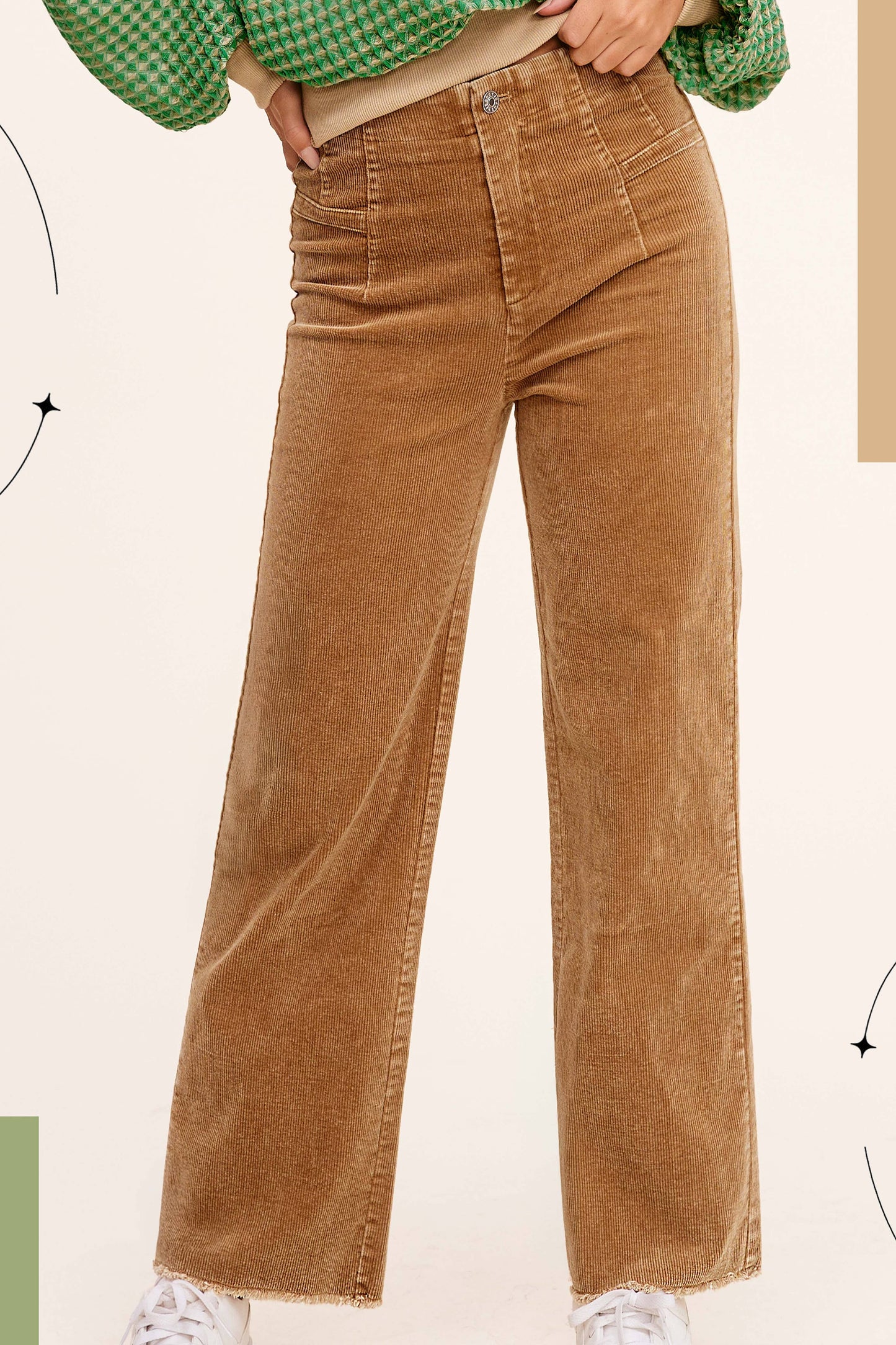 La Miel High Waisted Wide Leg Corduroy Pants