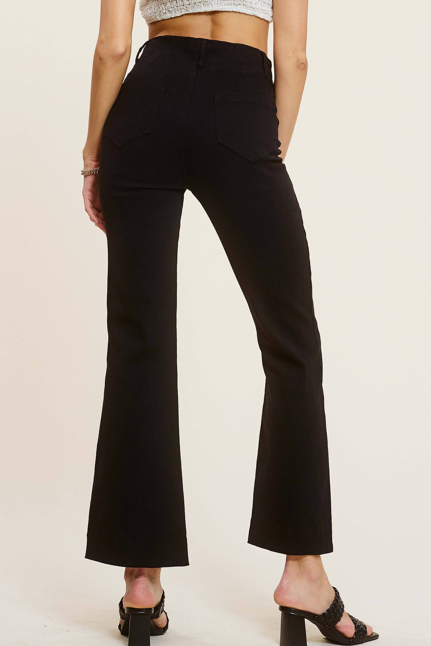 Soft Washed Stretchy High Waisted Wide Flare Pants