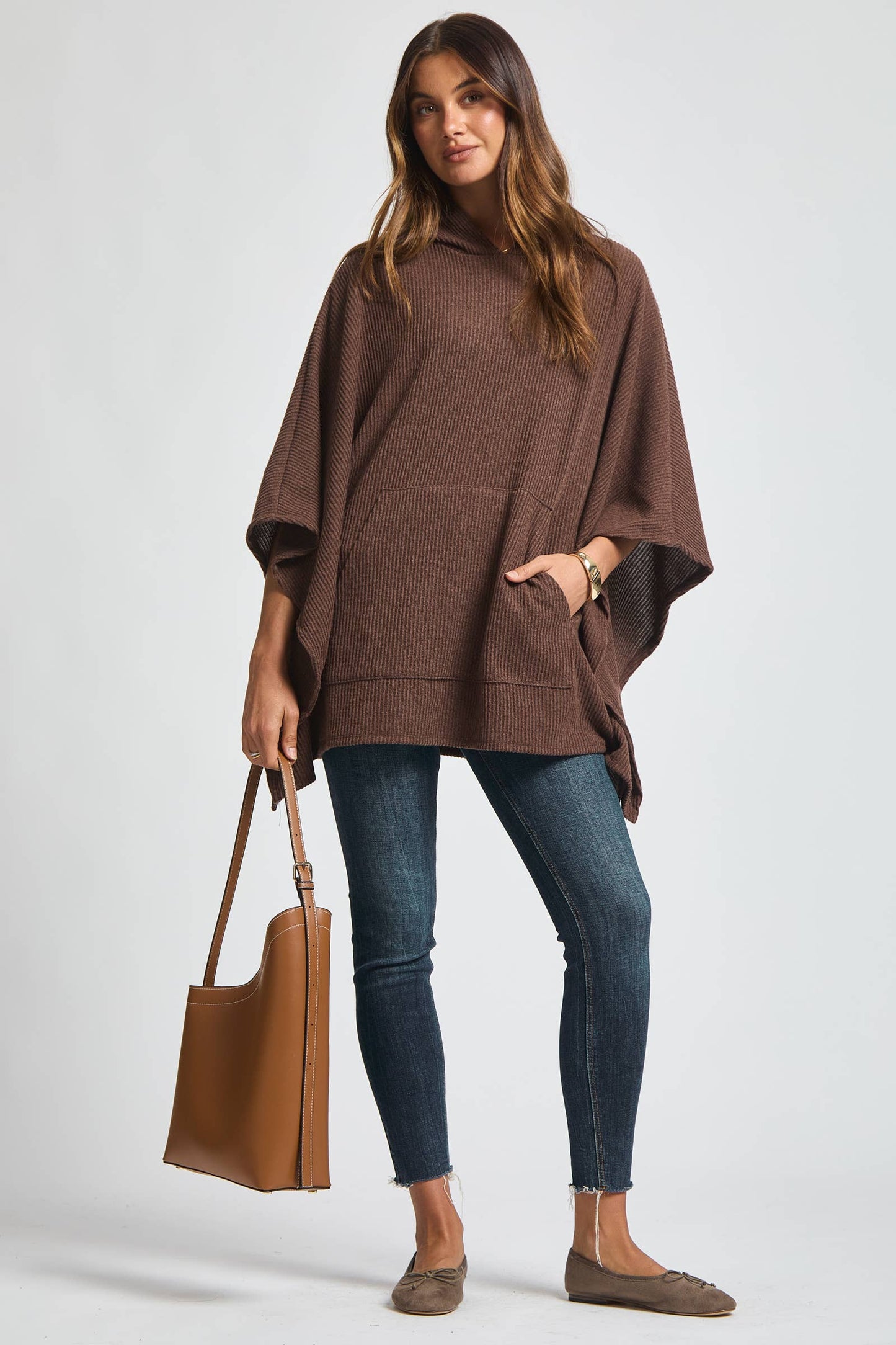 Dear Scarlett Ribbed Knit Poncho Top