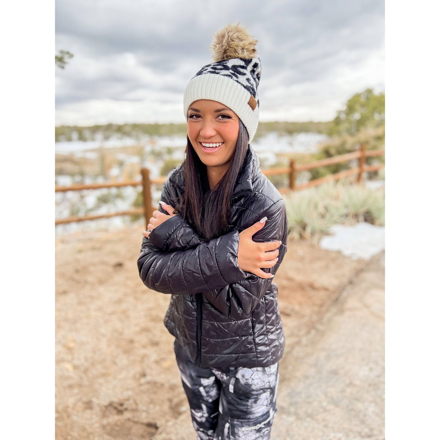 C.C Leopard Pom Beanie