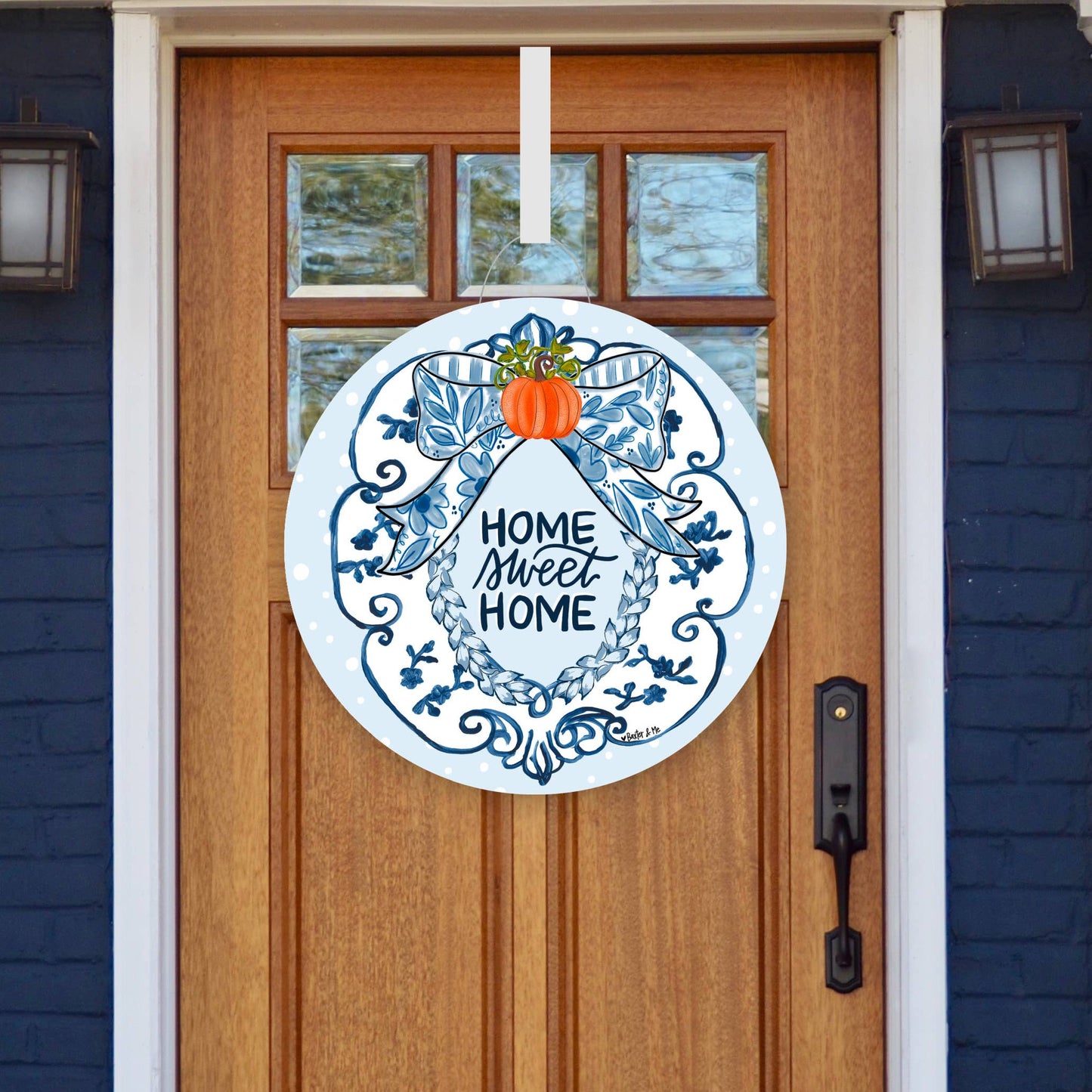 Vintage Chinoiserie Home Sweet Home Door Hanger