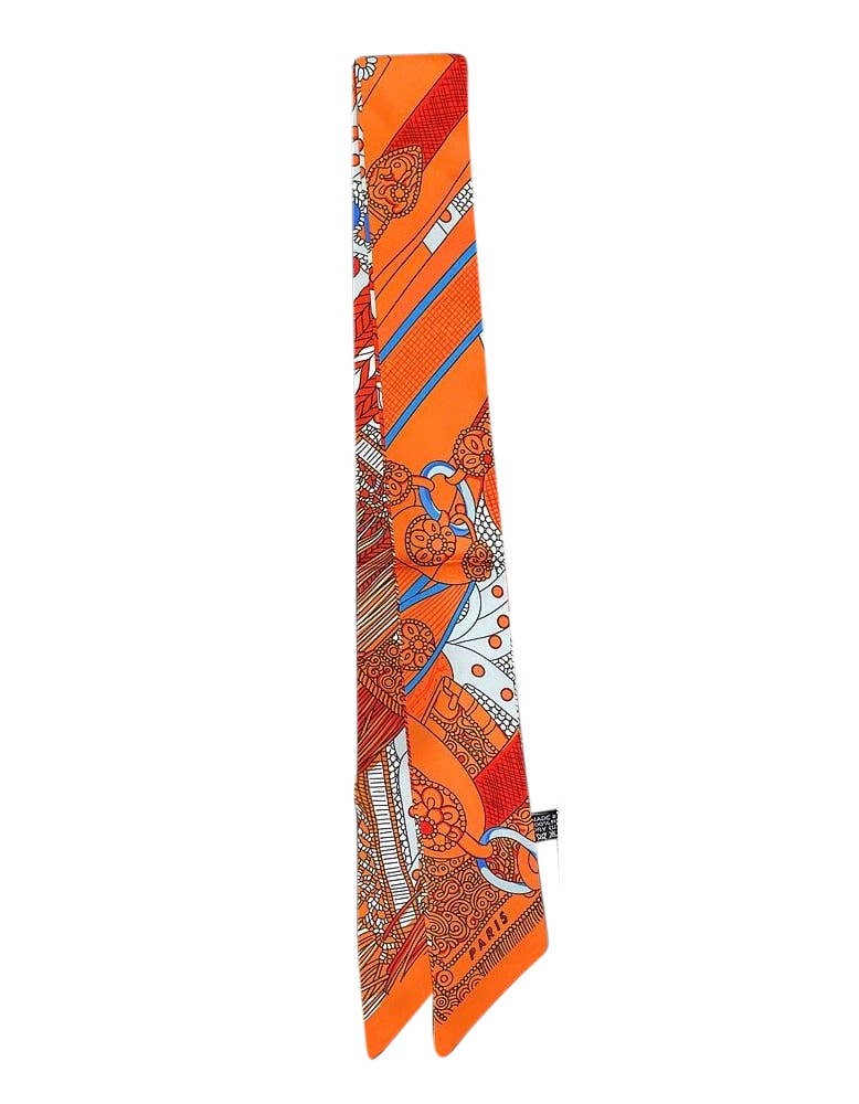 Custom Knotted Orange Print Clover Scarf Necklace