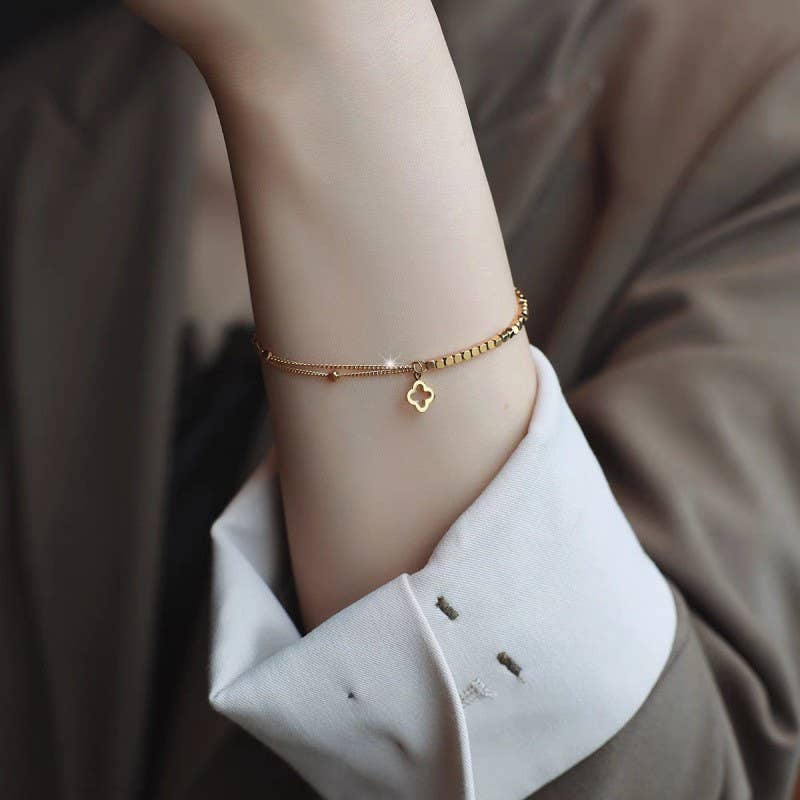 Gold Clover Charm Bracelet