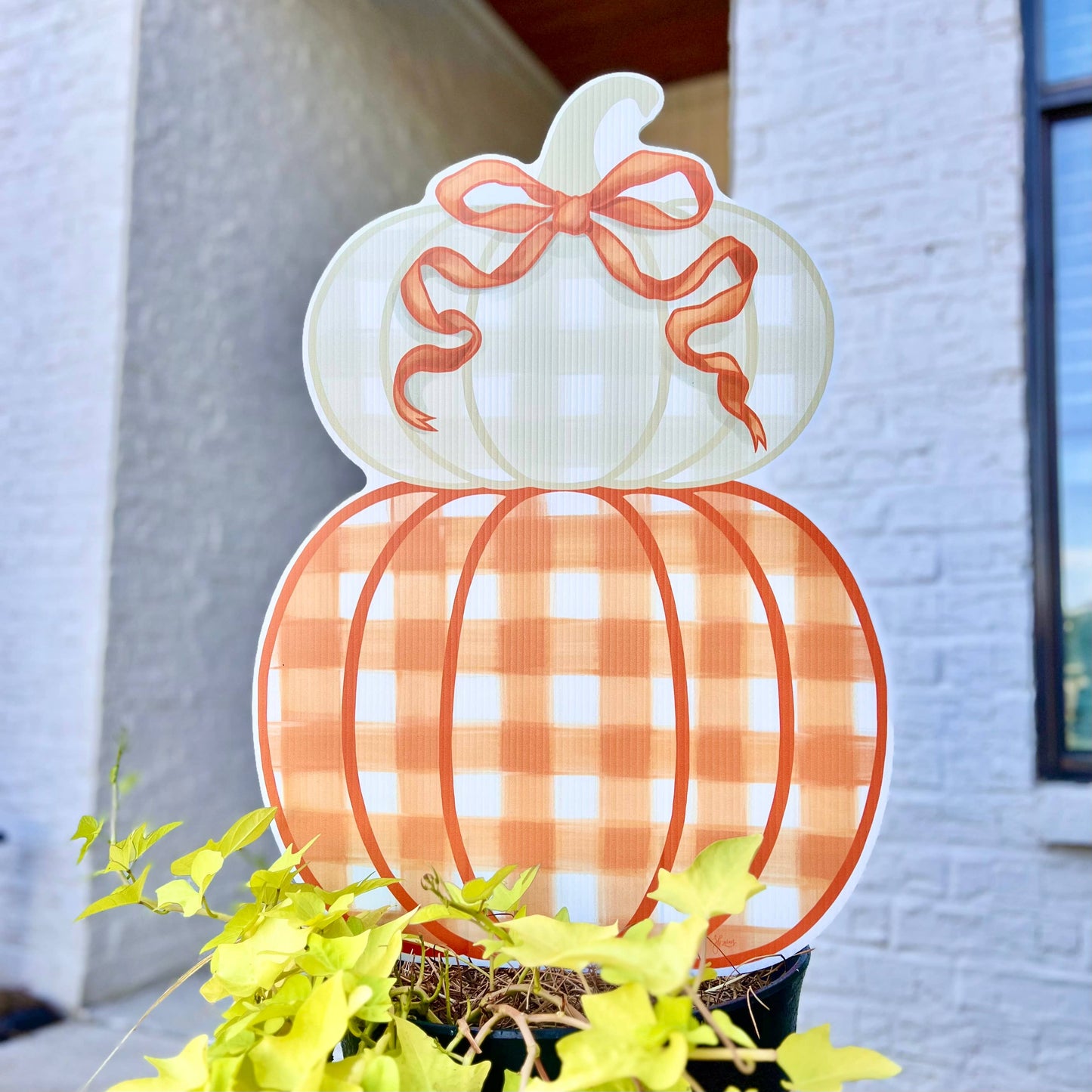 Orange Stacked Pumpkin Duo Garden Stake