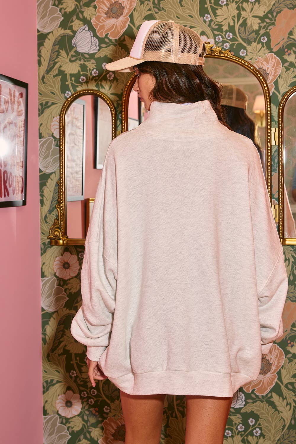 Bucketlist Inside-Out Reversible Black Oversized Sweatshirt