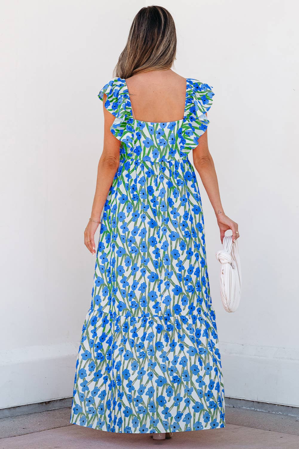 Floral Ruffled Strap Maxi Dress