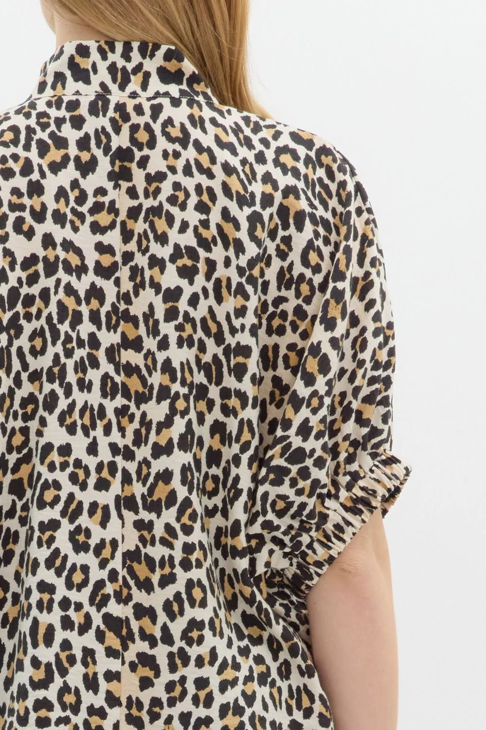 Leopard Print Dolman V Neck Top