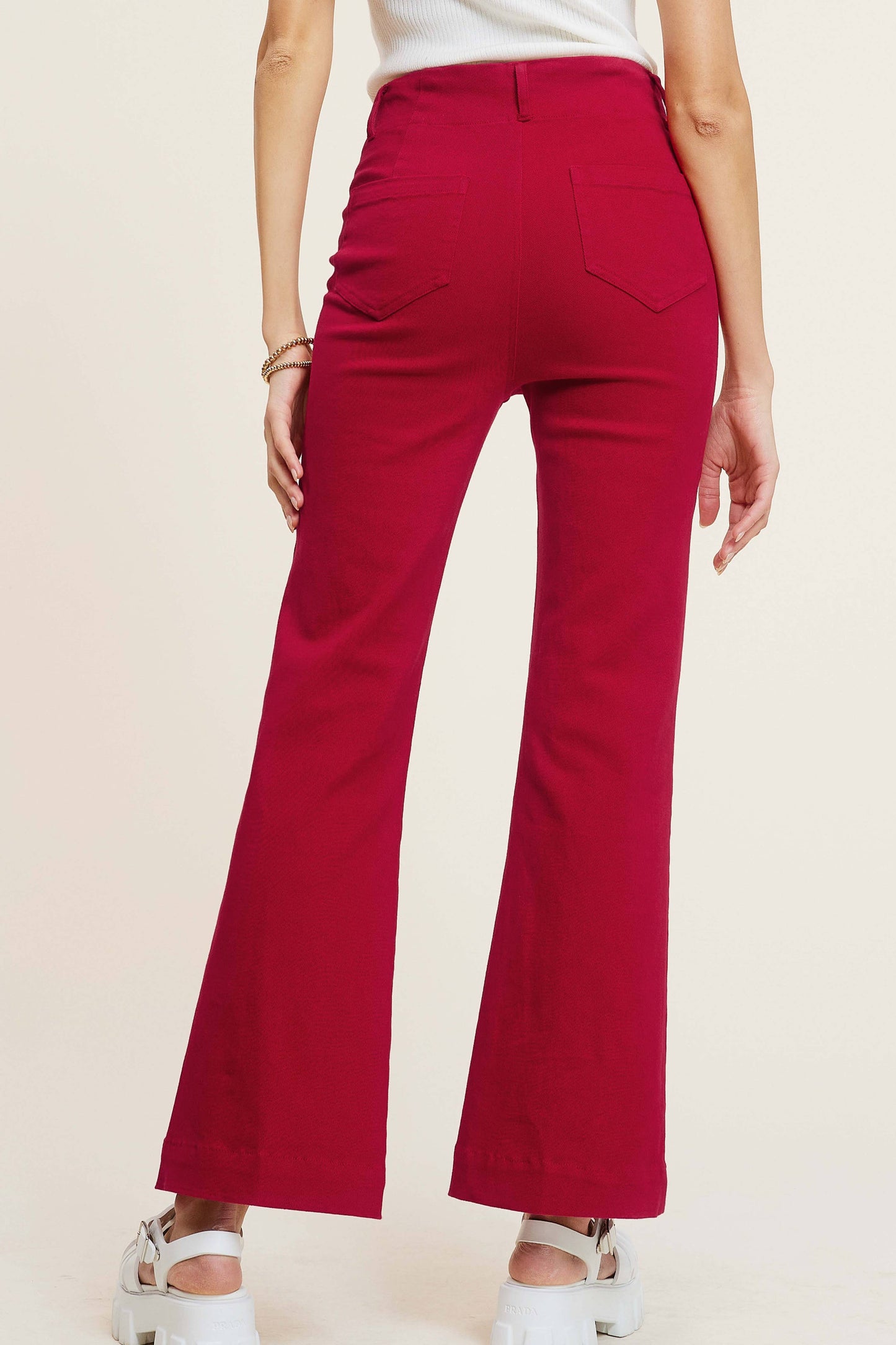 Soft Washed Stretchy High Waisted Wide Flare Pants