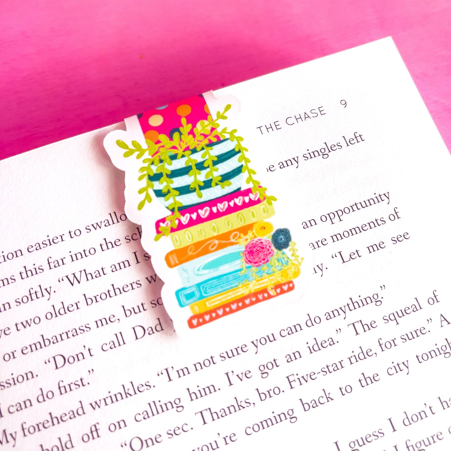 Botanical Book Stack Magnetic Bookmark