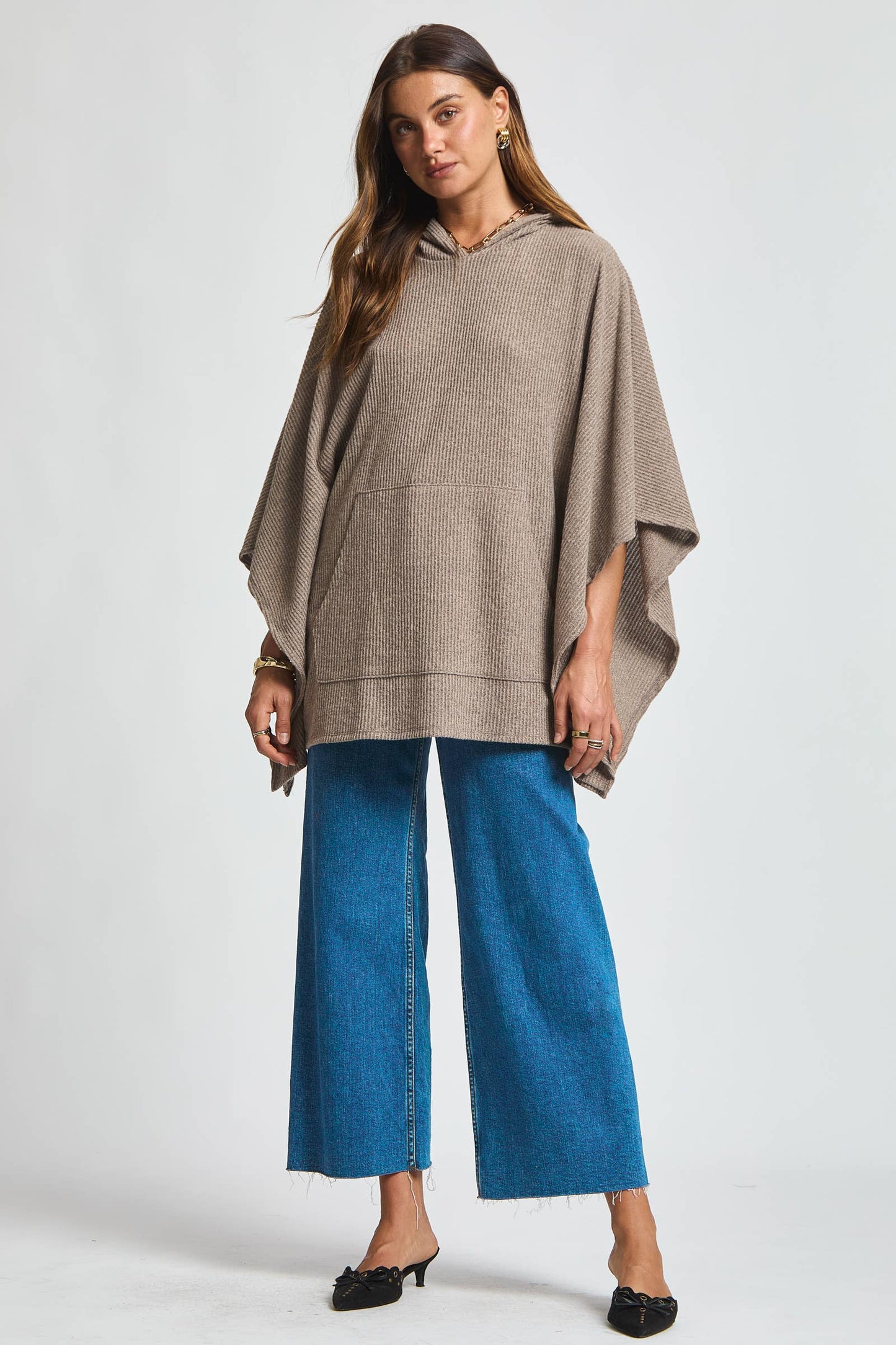 Dear Scarlett Ribbed Knit Poncho Top