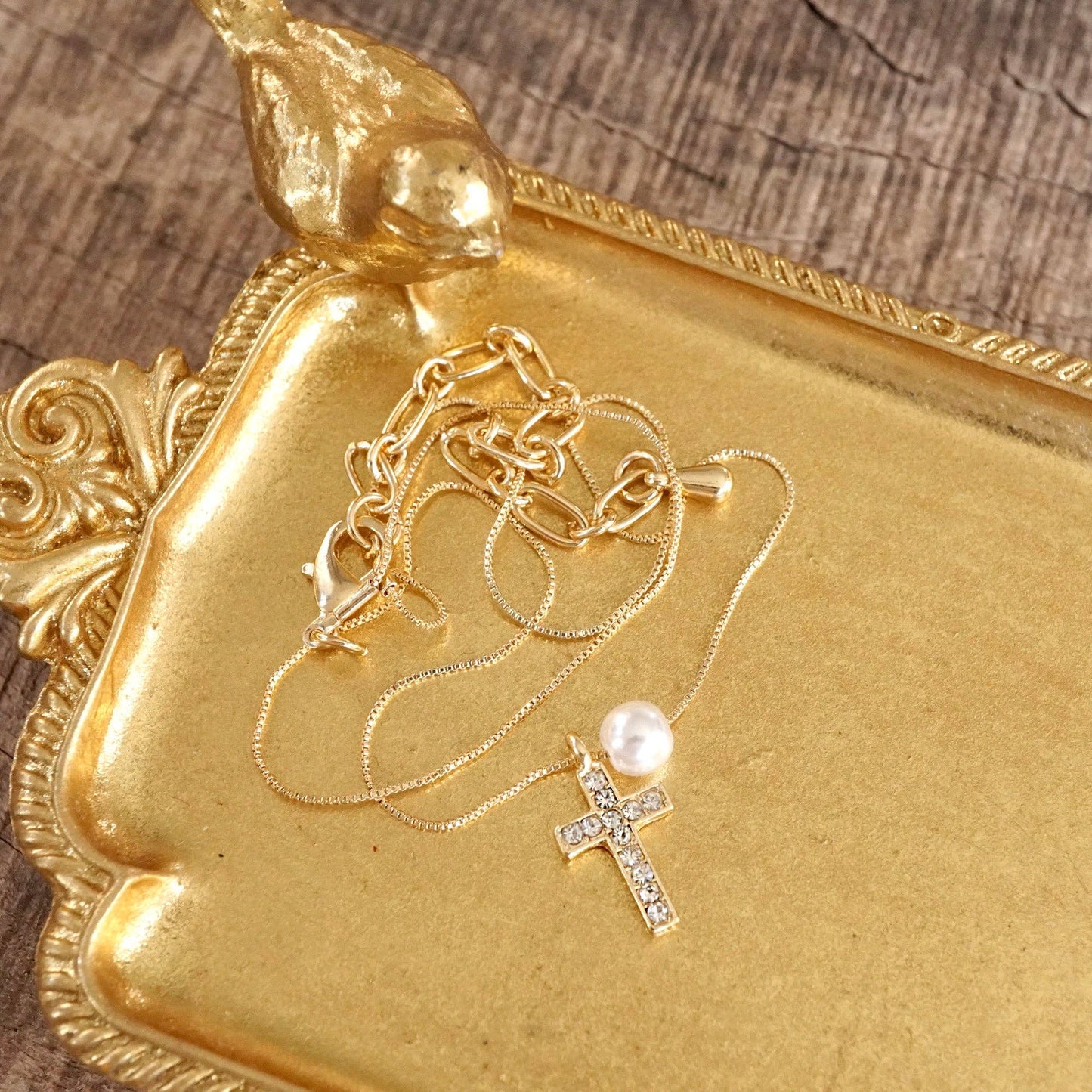 Dainty Cross and Pearl Necklace