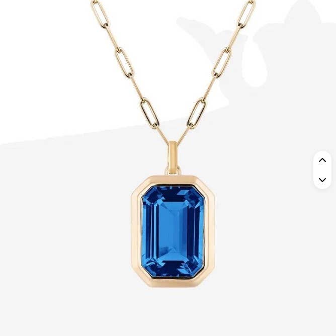 18K Gold Stainless Steel Emerald-Cut Pendant Necklace