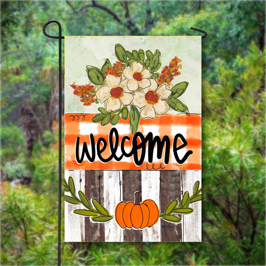 Welcome Pumpkin & Petals Garden Flag