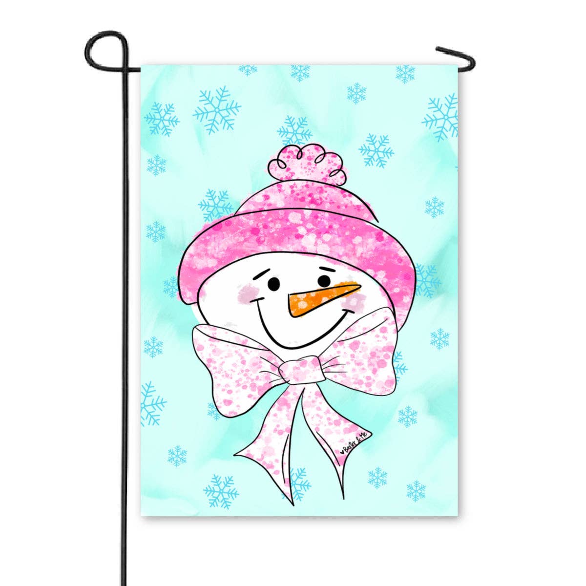 Pink Bow Frosty Garden Flag