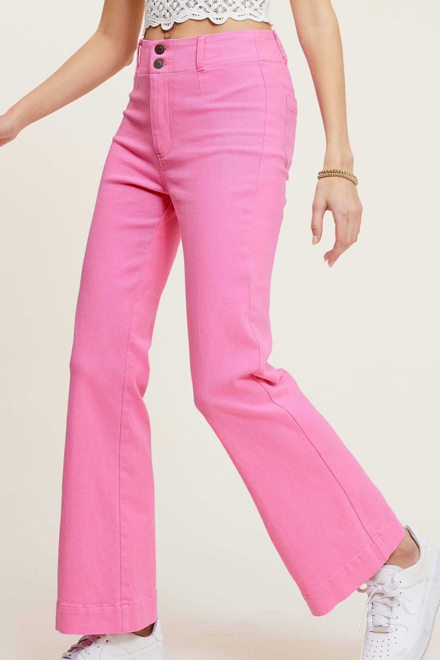 Soft Washed Stretchy High Waisted Wide Flare Pants