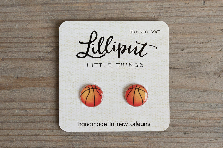 Lilliput Basketball Earrings – Hypoallergenic Novelty Stud Earrings