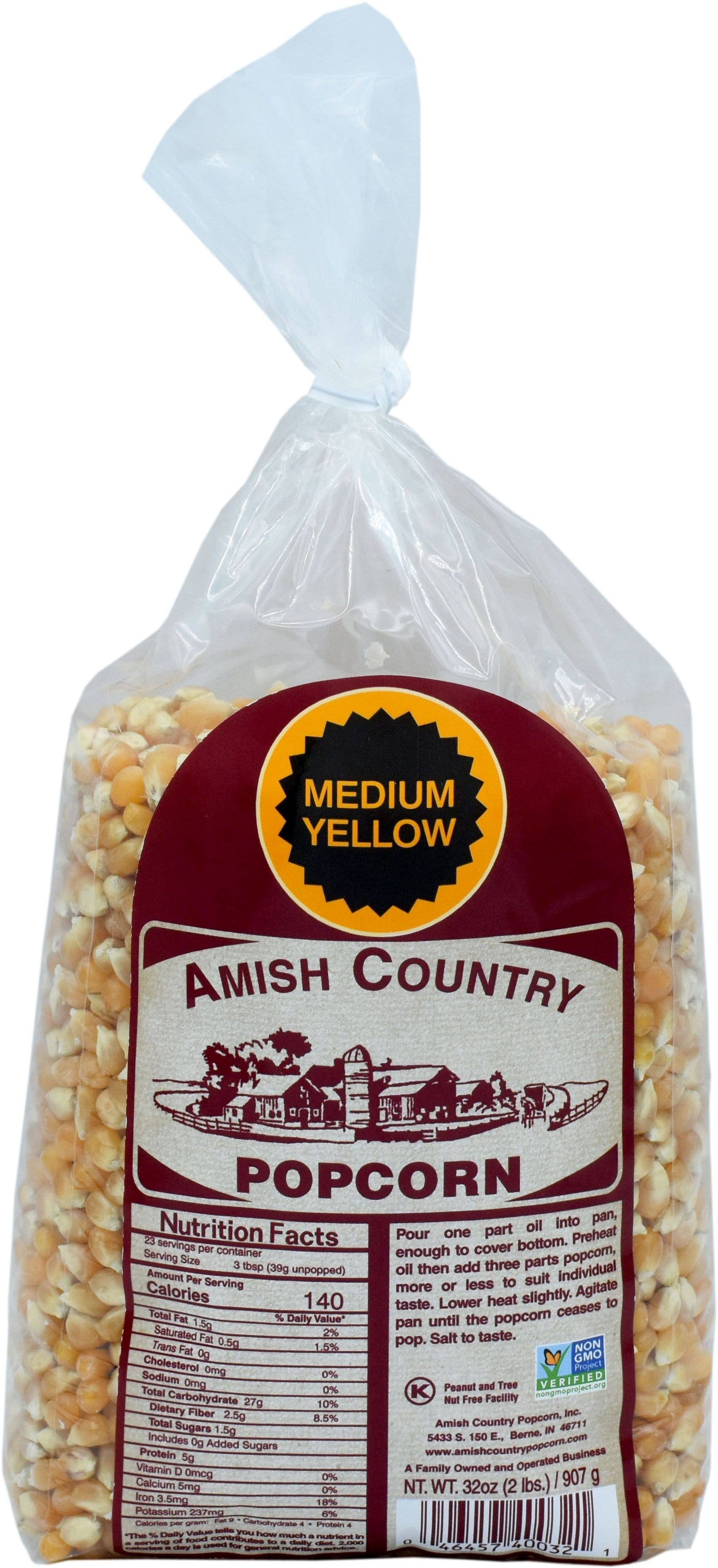 Amish Country Medium Yellow Popcorn Kernels – 2lb Bag