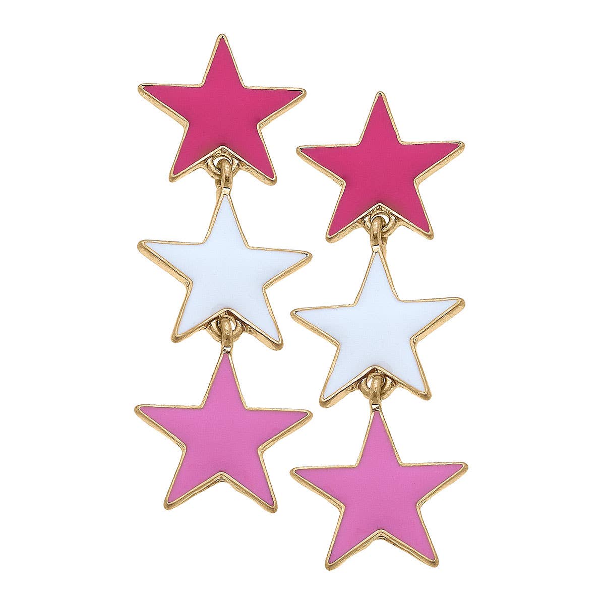 Stars Linked Enamel Statement Earrings