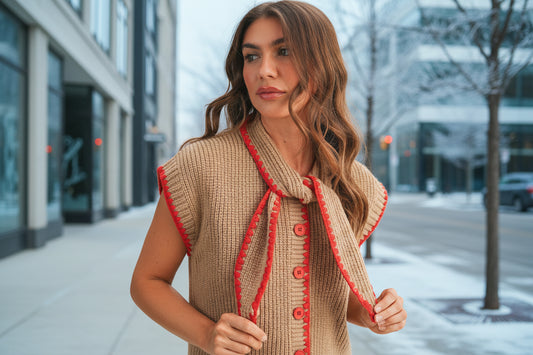 Tie Neck Sweater Vest