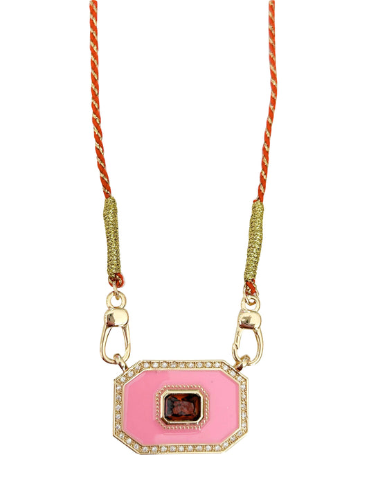 Gemelli Pink Sunburst Pendant Necklace