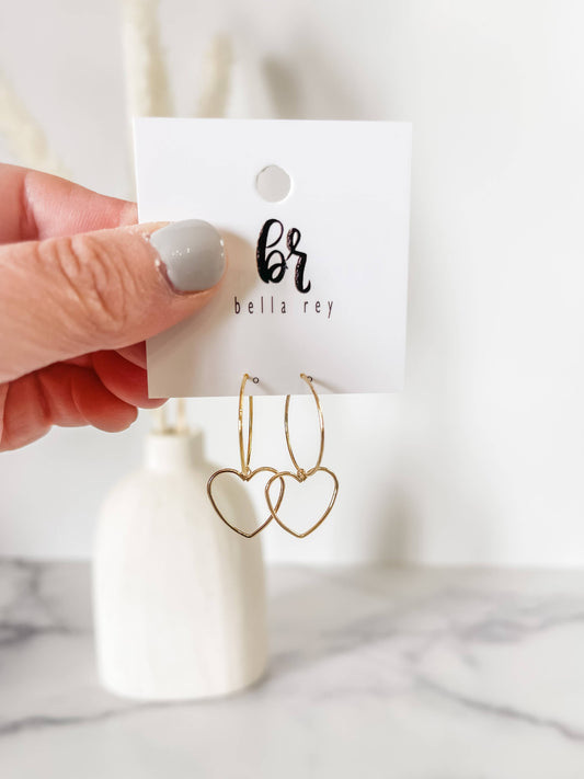 Heart Anna Ryan gold plated hoop earrings