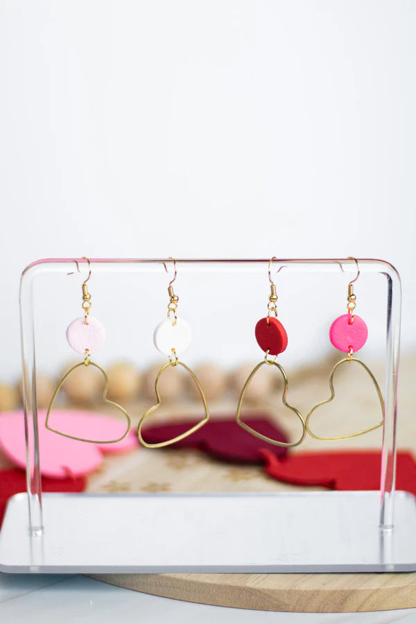 Gold Heart Dangle Earrings