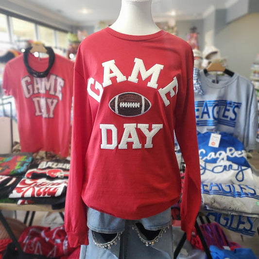 Game Day Sparkle Football Adult Long Sleeve