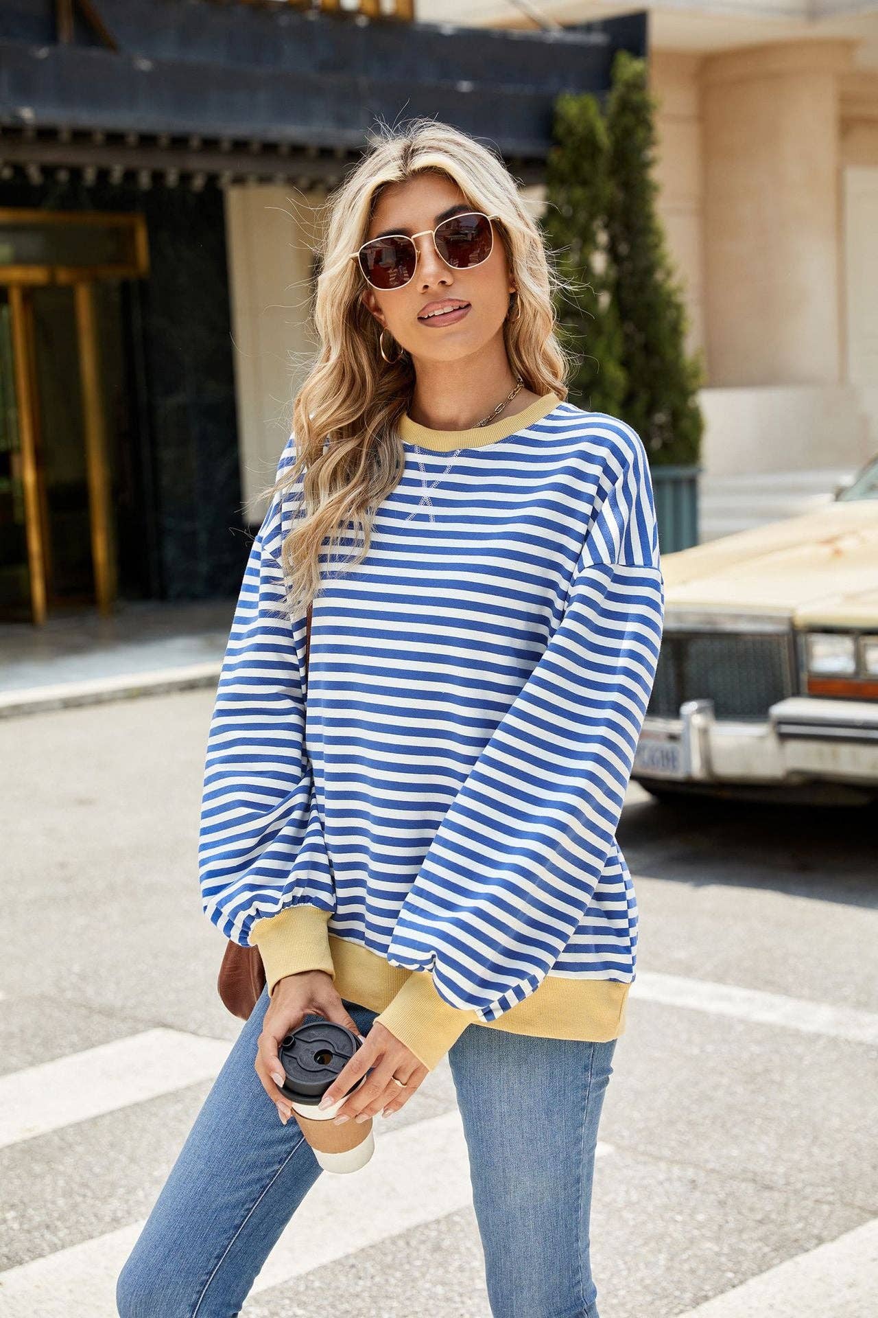 Striped Crew Neck Sweatshirt