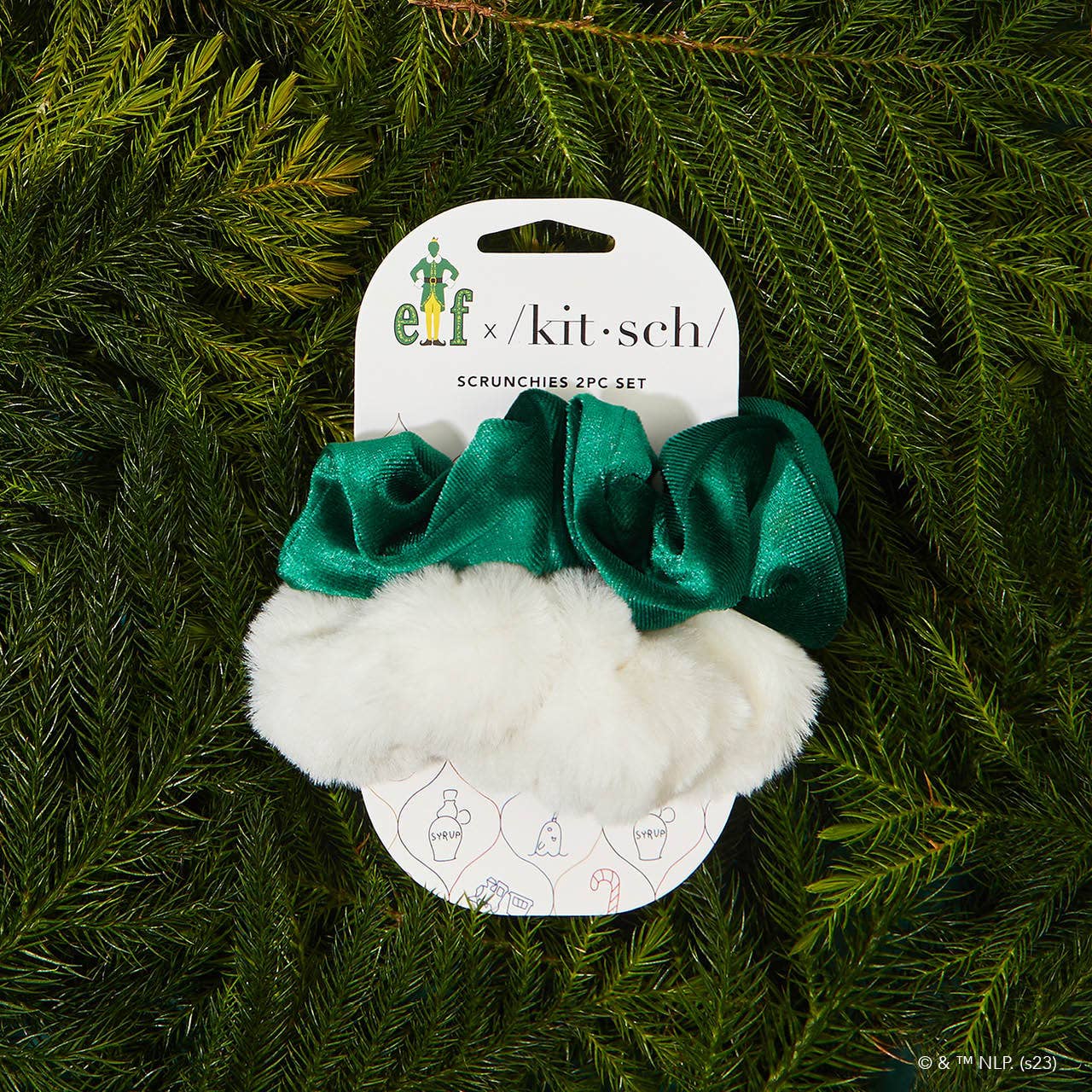 Elf x kitsch Scrunchies White & Green