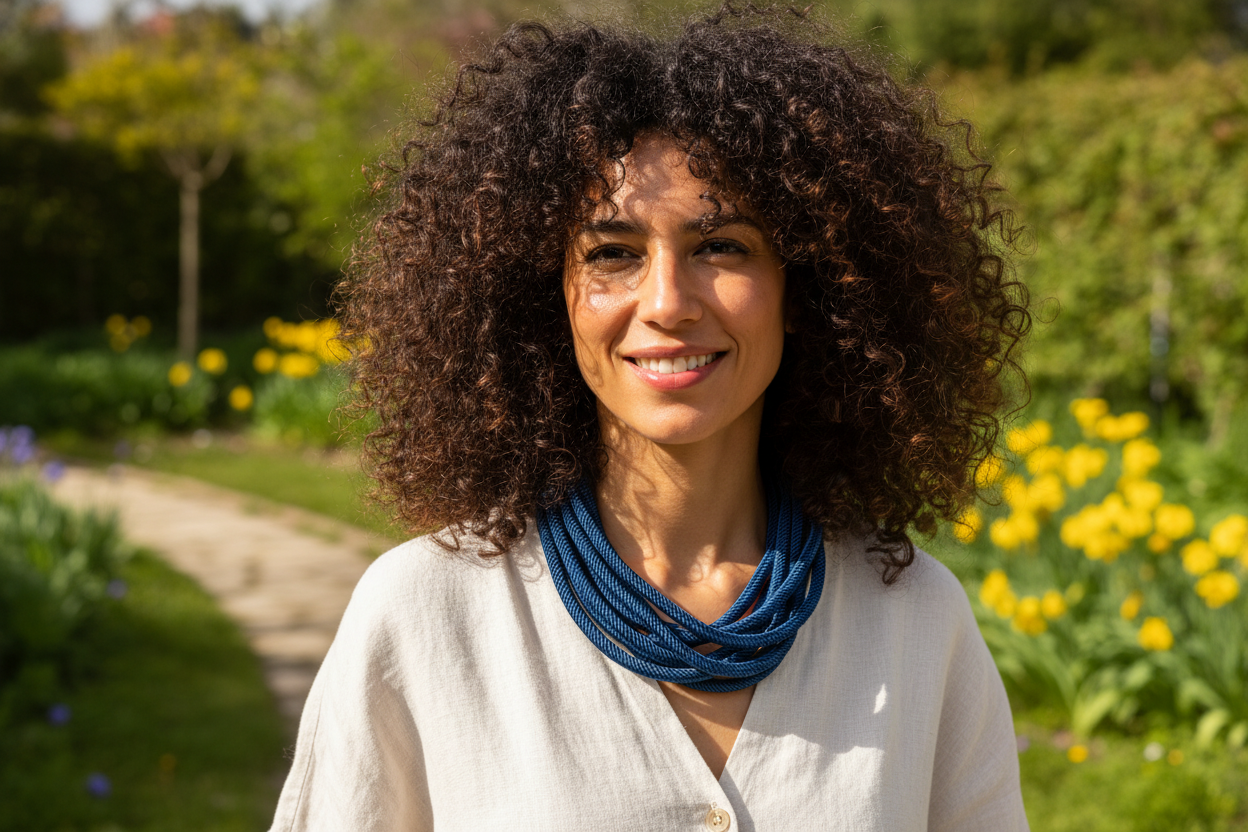 Slub 8-Strand Necklace in Navy