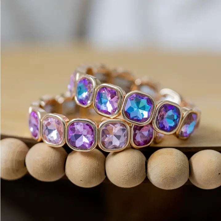 purple opal beaded stretch bracelet gold multicolor statement bracelet